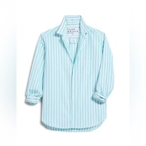 Frank and Eileen Eileen Relaxed Button Up in Wide Jade Stripe— Womens Medium